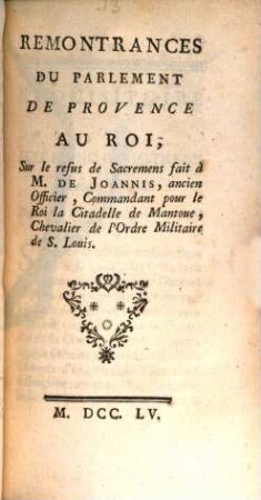 Extrait Des Registres des Arrêtés du Parlement de Provence