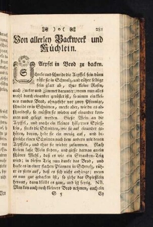 Von allerley Backwerk und Küchlein.