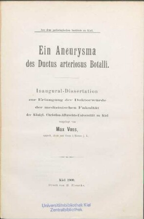 Ein Aneurysma des Ductus arteriosus Botalli
