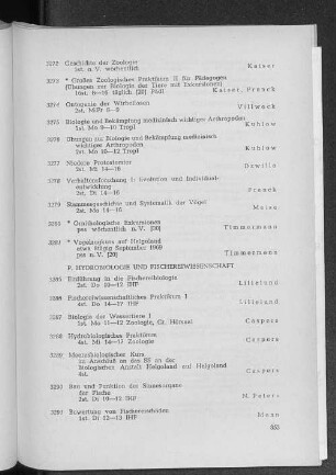 P. Hydrobiologie und Fischereiwissenschaft