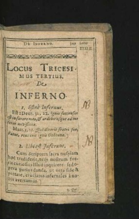 Locus Tricesimus Tertius. De Inferno.
