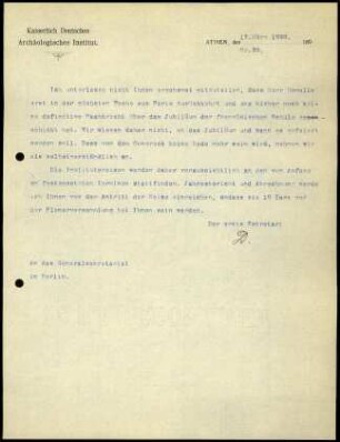 Bericht des ersten Sekretars an das General-Sekretariat