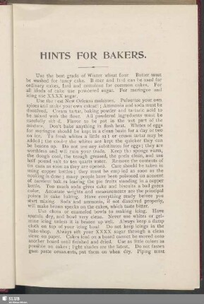Hints for bakers