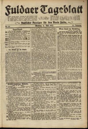 Ausgabe vom Montag, den 04. Juli 1921.
