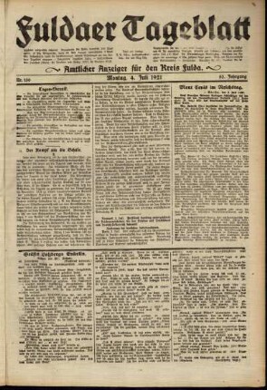Ausgabe vom Montag, den 04. Juli 1921.