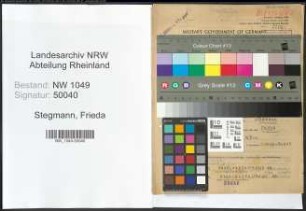 Entnazifizierung Frieda Stegmann , geb. 09.12.1890 (Musiklehrerin)