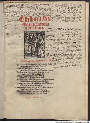 Cistellaria : Cistellaria Scitissima et iucundissima Plauti fabula