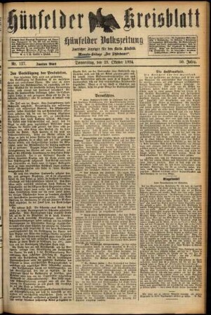 Zweite Ausgabe vom Donnerstag, den 23. Oktober 1924.