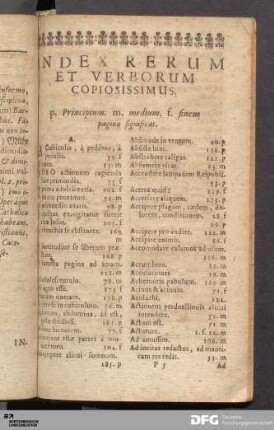 Index Rerum Et Verborum Copiosissimus.