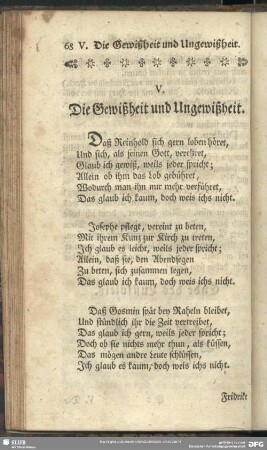 V. Die Gewißheit und Ungewißheit