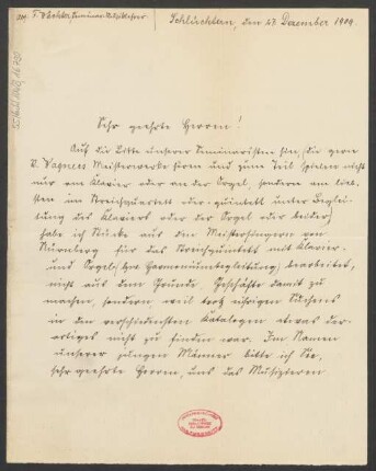 Brief an B. Schott's Söhne : 27.12.1909