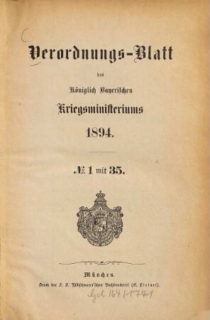 Verordnungs-Blatt. 1894