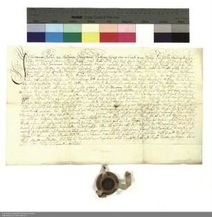 Revers Hermann Wilhelms von Wildungen bezüglich der Belehnung mit der adeligen Freiheit zu Motzlar mit Zugehörungen durch Placidus [von Droste], Abt von Fulda
