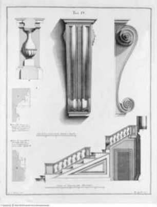 La Libreria Mediceo-Laurenziana., Tafel IV: Architekturdetails: Balustrade, Konsole