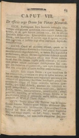 Caput VIII. De officiis erga Deum seu Pietate Naturali.