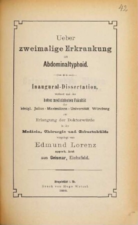 Ueber zweimalige Erkrankung an Abdominaltyphoid