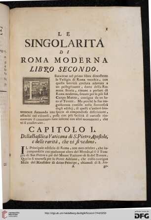 Capitolo I: Della Basilica Vaticana di S. Pietro Apostolo, e della rarità, che vi si vedono