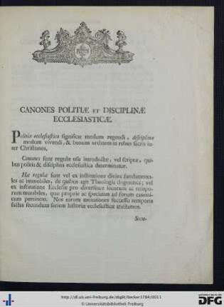 Canones Politiae et Disciplinae Ecclesiasticae.