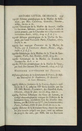 335-349, Histoire Littéraire de France