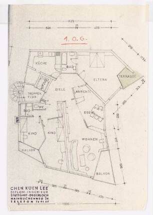 Haus und Garten H. Bense, Stuttgart: Grundriss Wohnhaus 1. OG