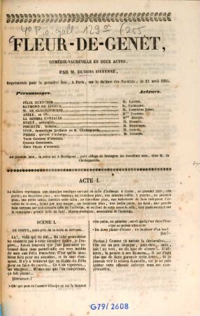 Fleur-de-genet : Comédie-vaudeville en deux actes