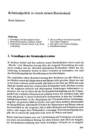 Kriminalpolitik in einem neuen Bundesland