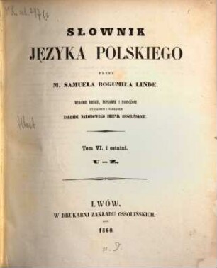 Słownik języka polskiego, 6. U - Ż