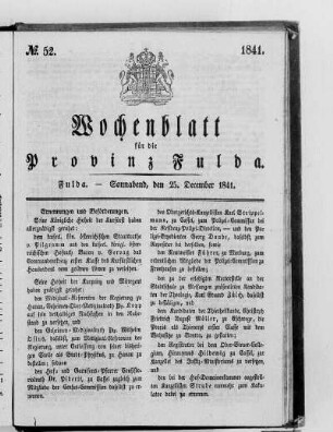Nr. 52, Ausgabe vom 25. Dezember 1841