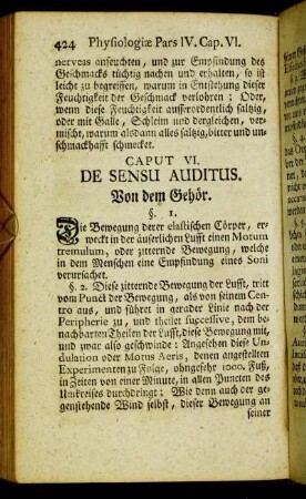 Caput VI. De Sensu auditus. Von dem Gehör.