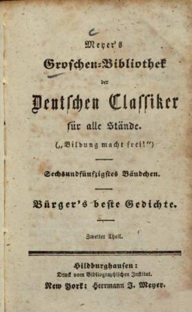 Bürger's beste Gedichte, 2