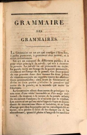 Grammaire des grammaires ou analyse raisonnée des meilleurs traités sur la langue françoise, 1
