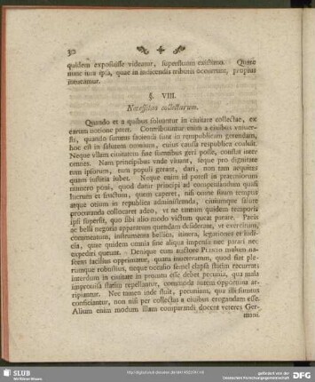 §. VIII. Necessitas collectarum