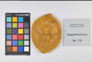 Siegler: Münster, Bischof Ludolf Überlieferungsart: Nachbildung. Stoff: Kunststoff Farbe: farblos Form: oval. Durchmesser: Art: Typ: Umschrift: LVDOLFVS (DEI GRATIA?) EPISCOPVS MONASTERIENSIS