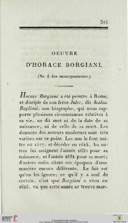 Oeuvre d’Horace Borgiani