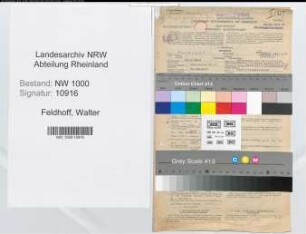 Entnazifizierung Walter Feldhoff, geb. 24.06.1904 (Verw.Beamter)