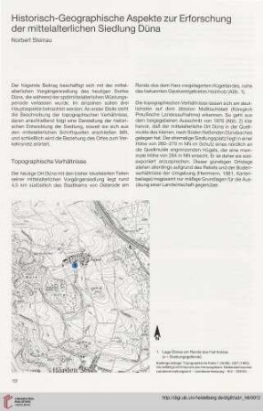 Historisch-geographische Aspekte zur Erforschung der mittelalterlichen Siedlung Düna