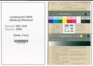 Entnazifizierung Franz Zanke , geb. 10.06.1920 (Chemotechniker)