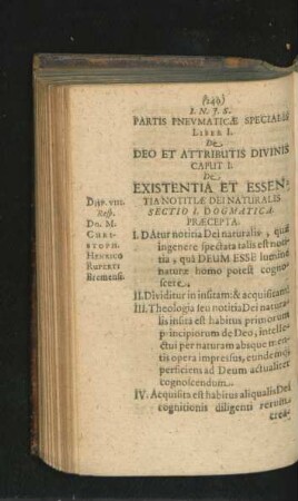 Caput I. De Existentia Et Essentia Notitiae Dei Naturalis.