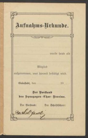Aufnahms-Urkunde