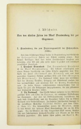 2. Abschnitt. Von den ältesten Zeiten der Mark Brandenburg bis zur Gegenwart