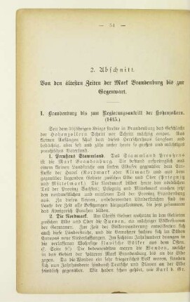 2. Abschnitt. Von den ältesten Zeiten der Mark Brandenburg bis zur Gegenwart