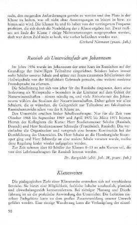 Russisch als Unterrichtsfach am Johanneum