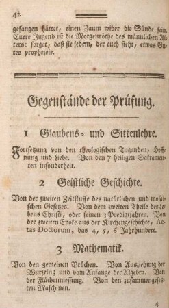 Gegenstände der Prüfung.