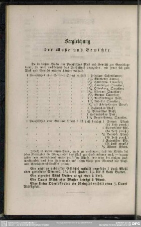 Vergleichung der Maße und Gewichte