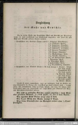 Vergleichung der Maße und Gewichte