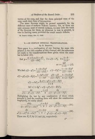 V. On certain integral transformations.