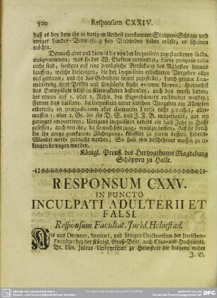 Responsum CXXV. In Puncto Inculpati Adulterii Et Falsi