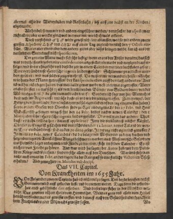 Das VII. Capitel. Von Kranckheiten im 1635 Jahr.