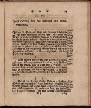 Tit. VII. Vom Beweiß bey den Aemtern und Unter-Gerichten.