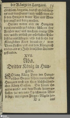 XVII. Aba. Dritter König in Hungarn
